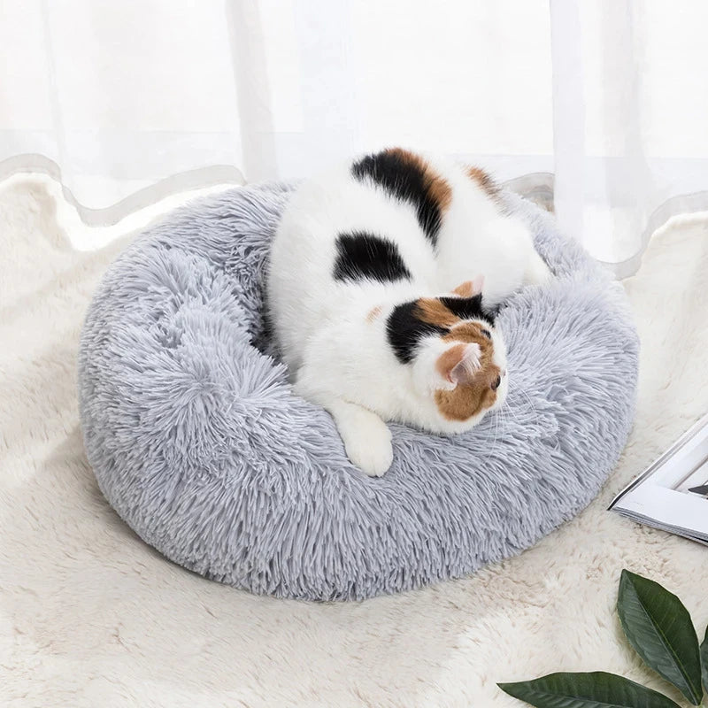 Comfy Calming Fur Donut Pet Bed