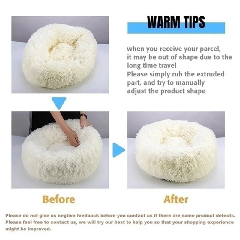 Comfy Calming Fur Donut Pet Bed - TailWaggers