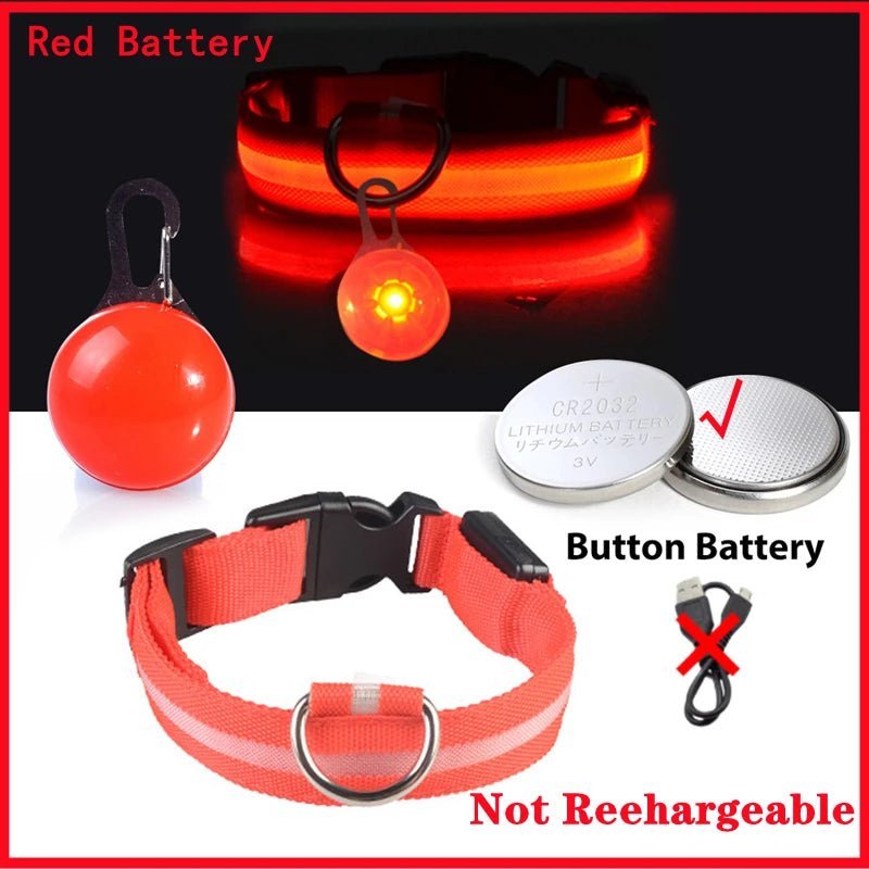 Glowing Dog Collar with Detachable Light for safe Nightwalks - TailWaggers