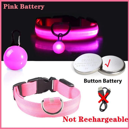 Glowing Dog Collar with Detachable Light for safe Nightwalks - TailWaggers