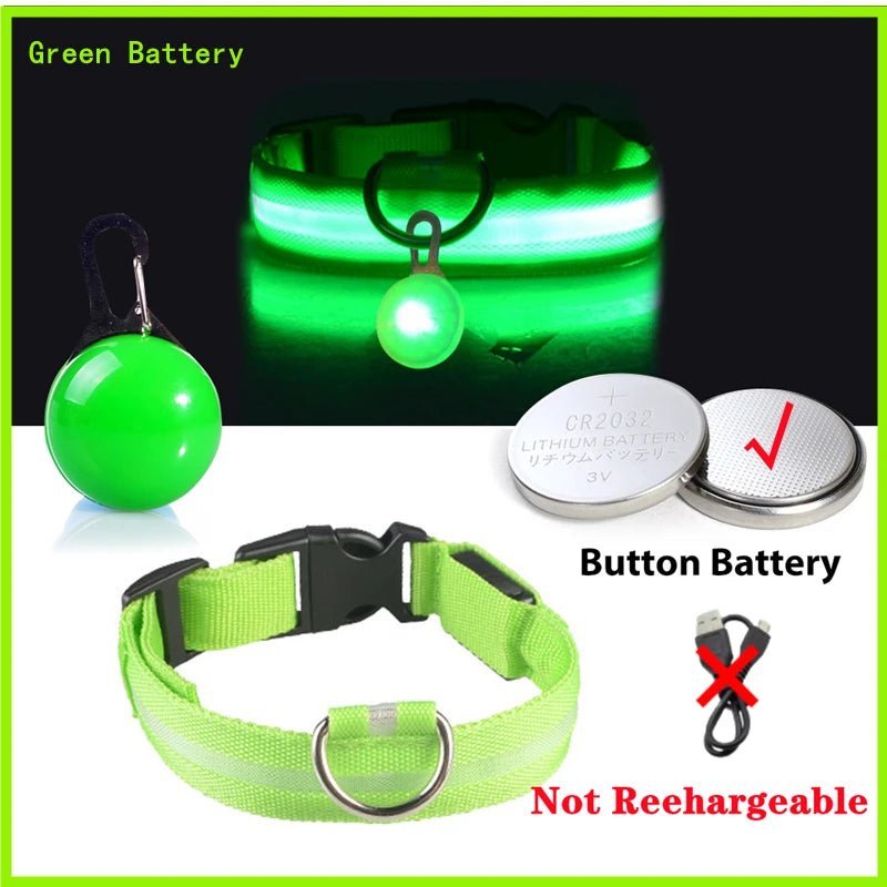 Glowing Dog Collar with Detachable Light for safe Nightwalks - TailWaggers