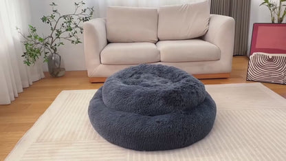 Comfy Calming Fur Donut Pet Bed